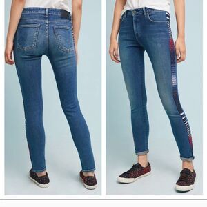 Anthropology Levi's Crafted‎ woven side panels denim high waisted jeans size 27
